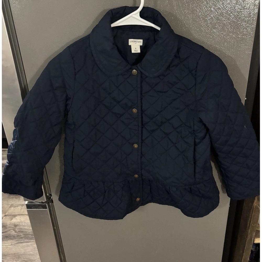 Crewcuts Girls‎ Quilted Jacket Coat Size 8 Navy Blue Classic Preppy School